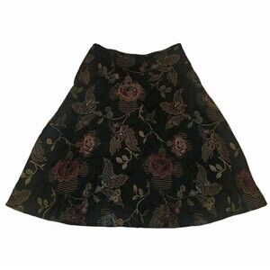 H&M Jacquard Floral Midi Skirt 6 A-Line Flare Embroidered Whismygoth Fairy Boho